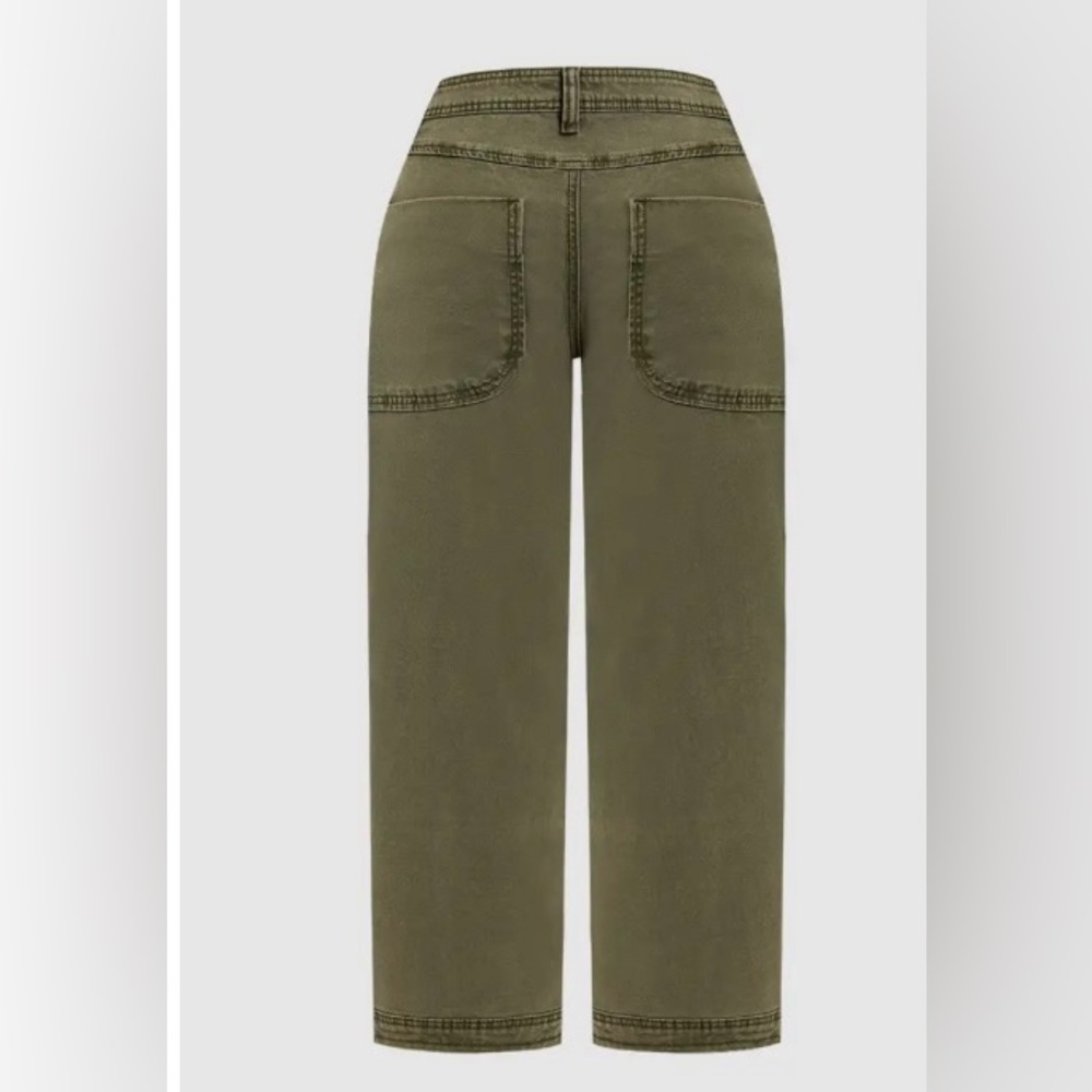 Flamingals Front Flap Pocket Mid Rise Straight Leg Crop Cargo Pants XL NWT - Picture 5 of 11